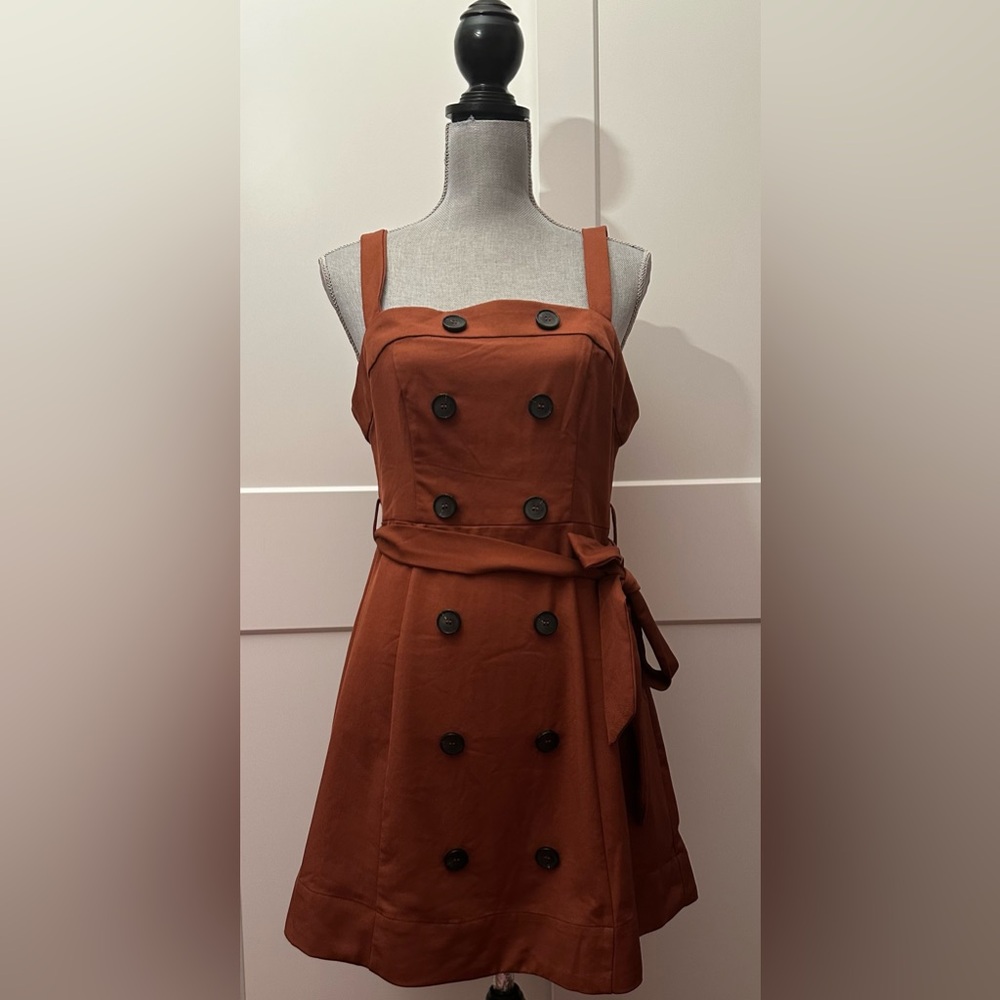 Elegant Brown Buttoned Dress